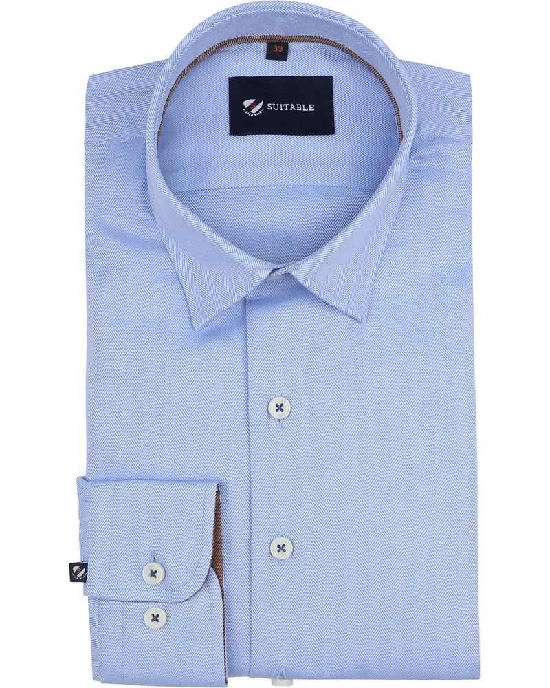 Suitable Hemd Herringbone Hellblau Hellblau