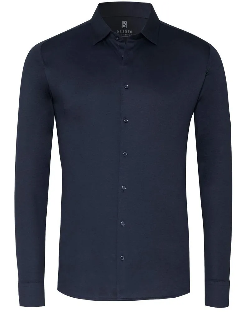 DESOTO Hemd Bügelfrei Kent Melange Blau Dunkelblau