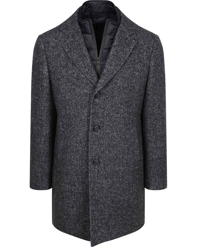 Suitable Coat Wolle Herringbone Navy Dunkelblau