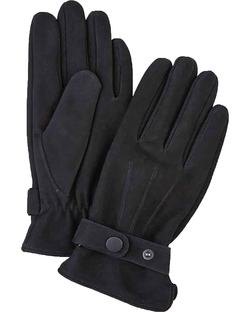 Profuomo Handschuhe Wolle Schwarz Leder Schwarz