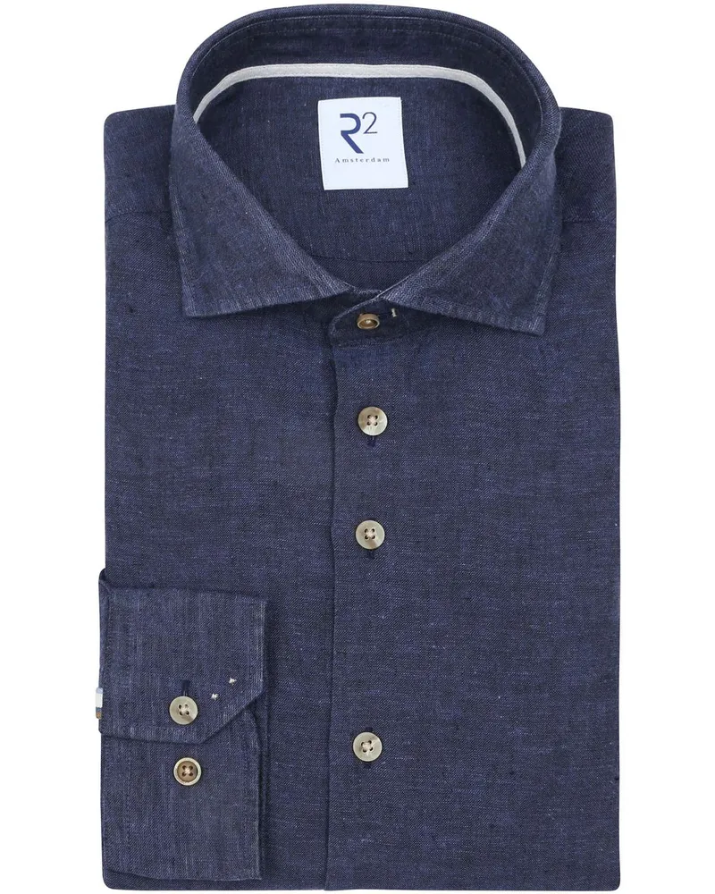 R2 Amsterdam R2 Hemd Leinen Blend Navy Dunkelblau