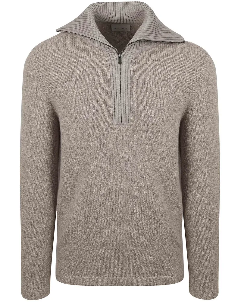 Suitable Herren Troyer aus gekochter Wolle – Taupe (Beige Grau