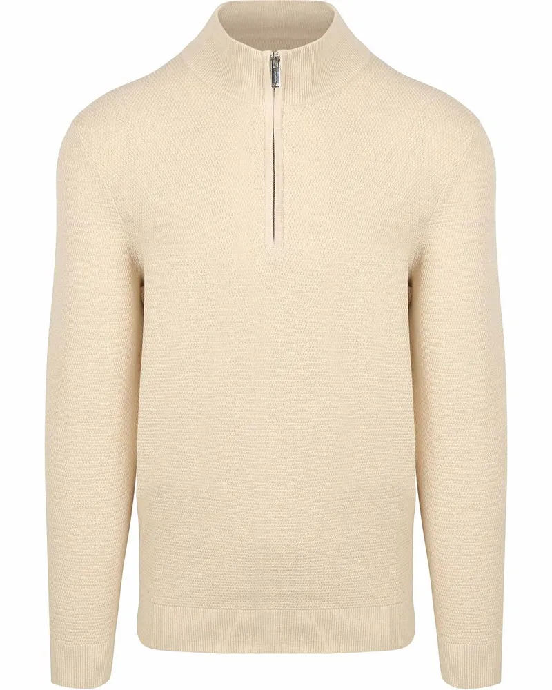 Profuomo Half Zip Pullover Structure Beige Beige