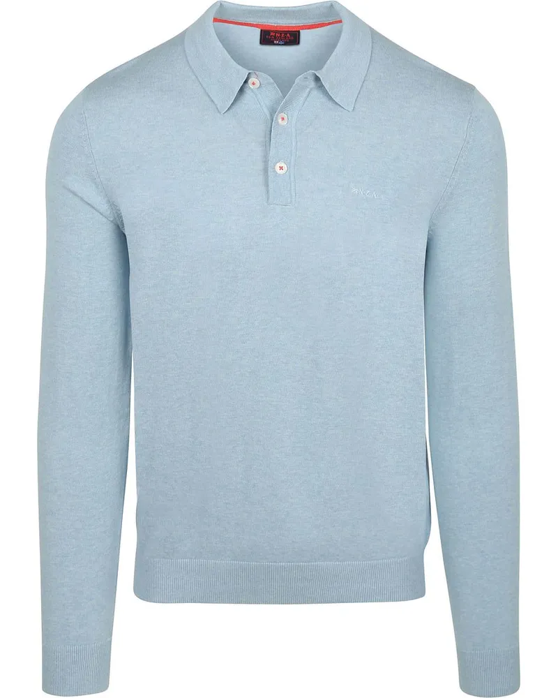 New Zealand Auckland NZA) Longsleeve Strick Polo Hellblau Hellblau