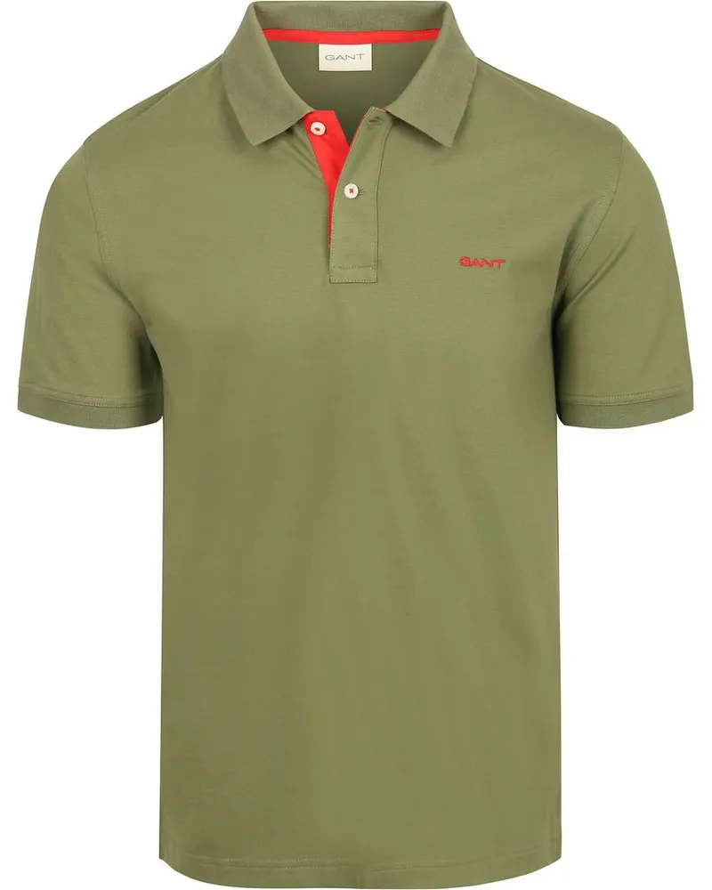 Gant Contrast Piqué Poloshirt Herb Grün Grün