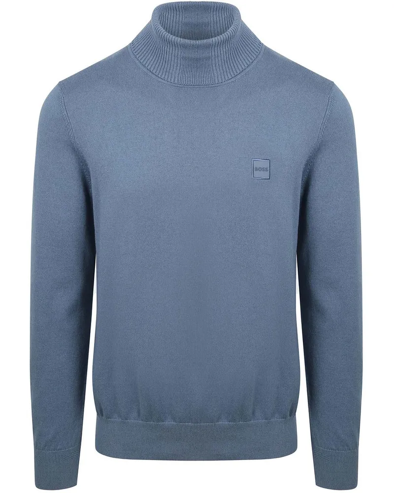 HUGO BOSS Rollkragenpullover Akiro Open Blau Blau