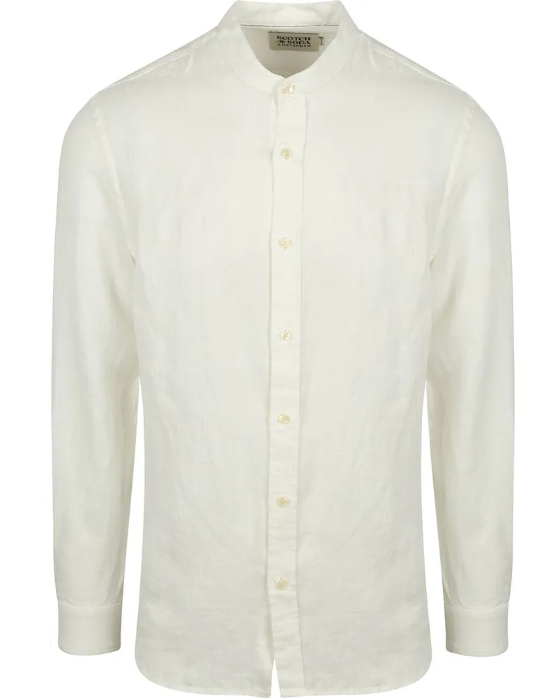 Scotch&Soda Leinen  Mao Hemd weiß Weiß