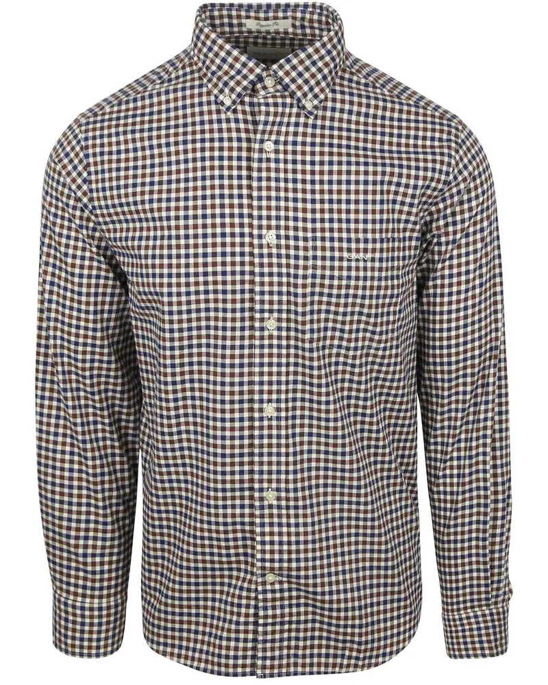 Gant Casual Hemd Twill Blau Braun Braun