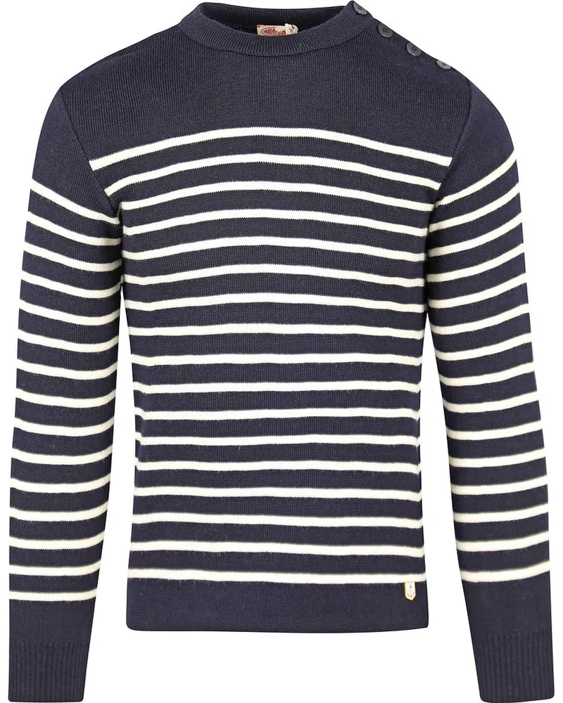 Armor-Lux Molène Pullover Wolle gestreift Navy Dunkelblau