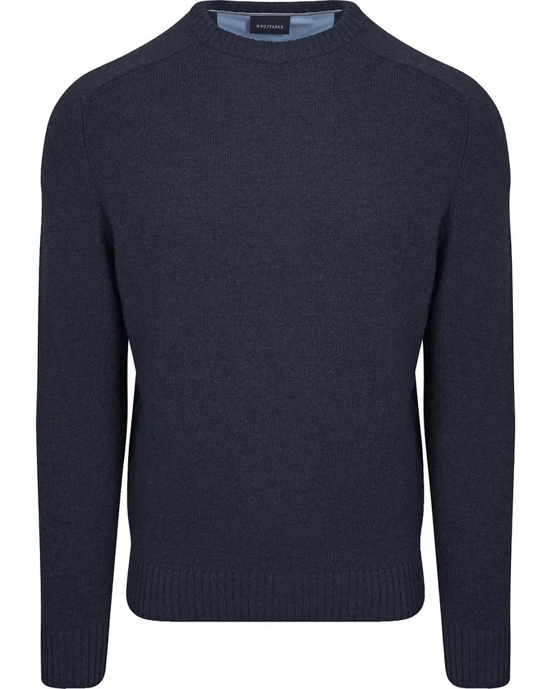 Suitable Lammwolle Pullover Rundhals Navy Dunkelblau