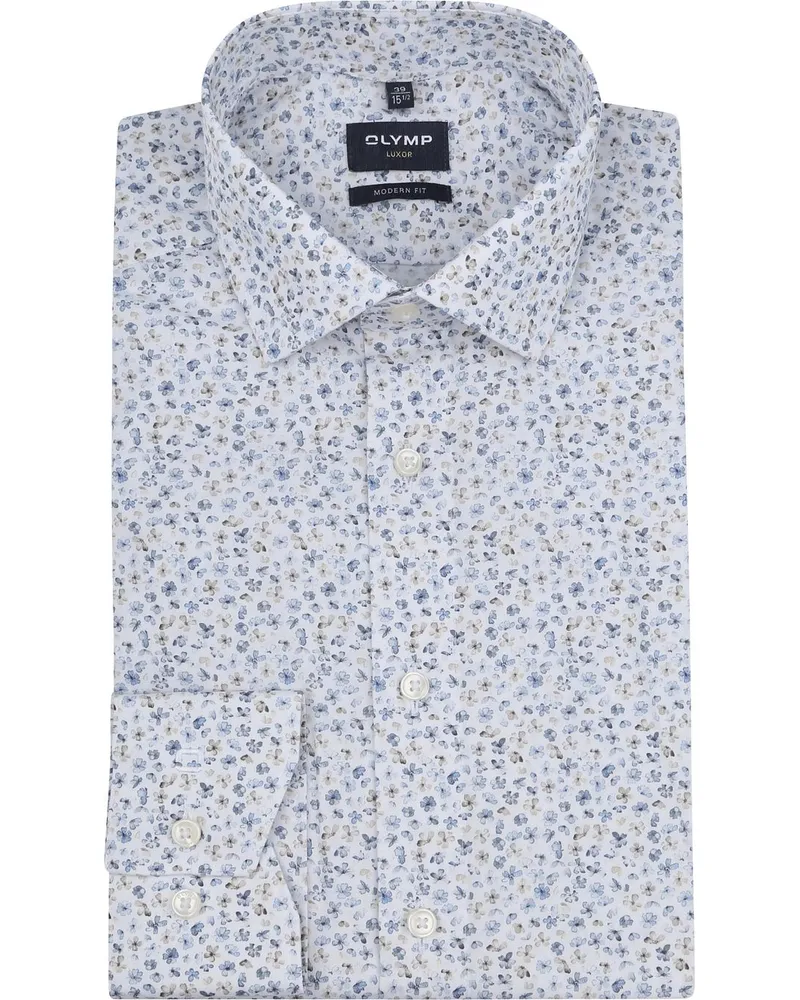 Olymp Luxor Hemd Flower Blau Blau