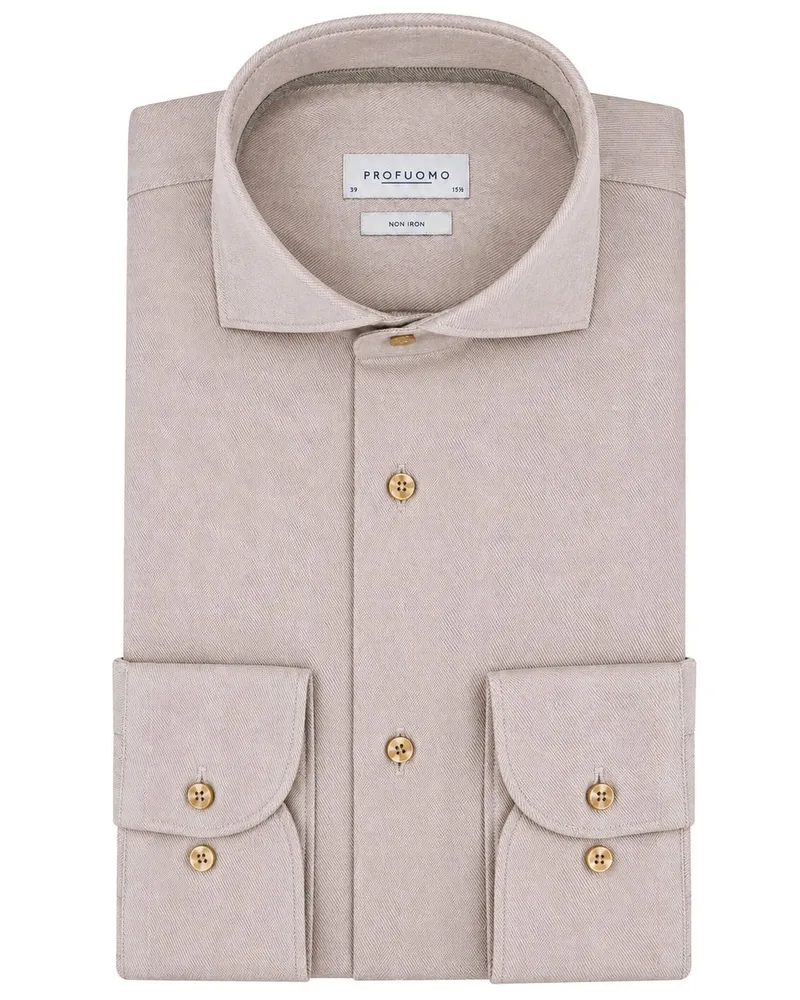 Profuomo Heavy Twill Hemd Beige Beige