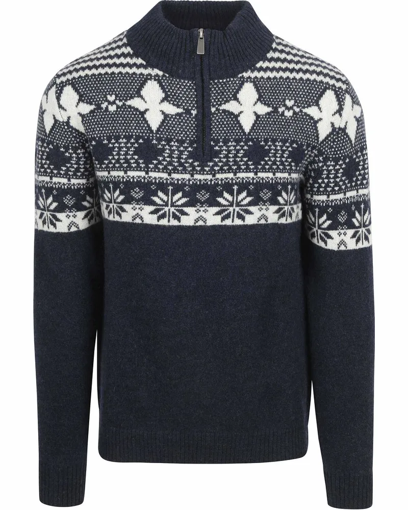 Suitable Odde Half Zip Pullover Wool Blend Navy Dunkelblau