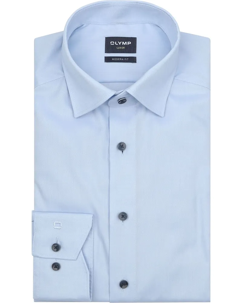 Olymp Luxor Hemd Contrast Button Hellblau Hellblau