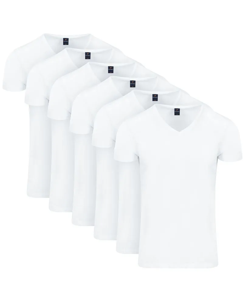 Suitable Vitasu T-Shirt V-Auschnitt Weiß 6-Pack Weiß