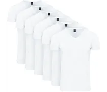 Vitasu T-Shirt V-Auschnitt Weiß 6-Pack