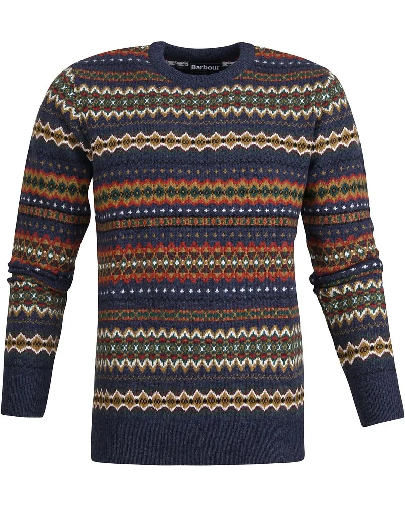 Barbour Pullover Wolle Fairisle Dessin Multicolour