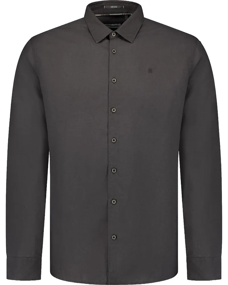 No Excess Hemd Leinen Blend Dark Steel Grau