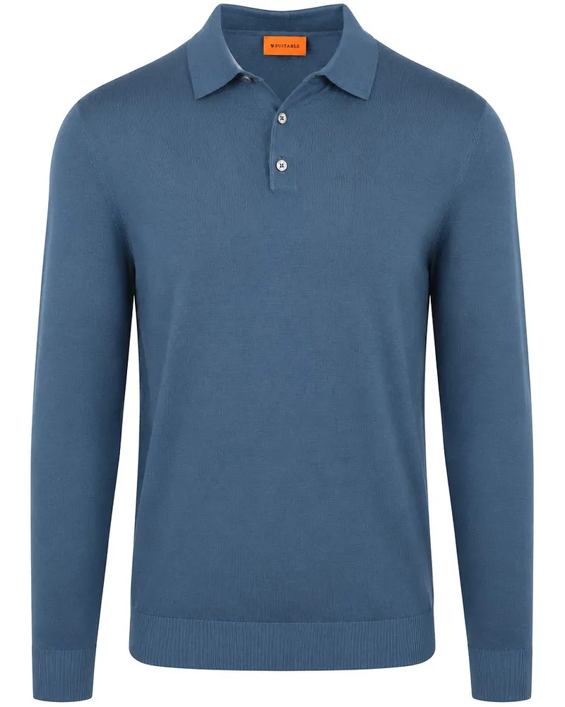 Suitable Compact Cotton Poloshirt Denim Blau Blau