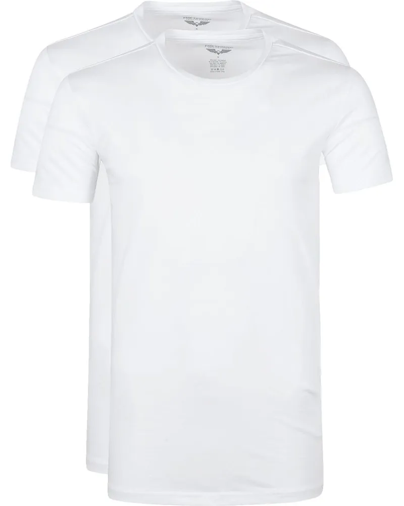 PME Legend Basic T-Shirt 2er Pack O-Ausschnitt Weiß Weiß