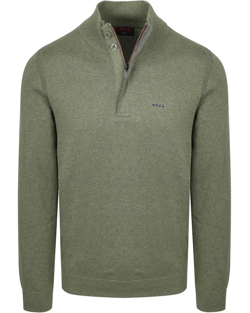 New Zealand Auckland NZA) Half Zip Pullover Akar Melange Army Grün