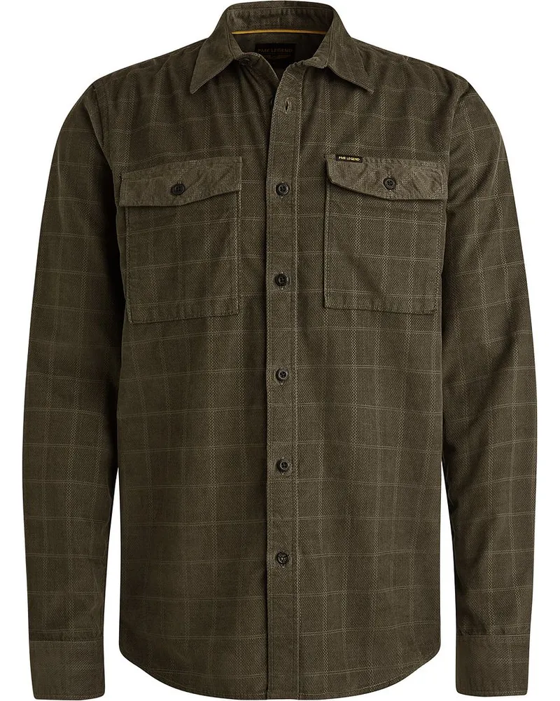 PME Legend Hemdjacke Fine Corduroy Beluga Grün Dunkelgrün