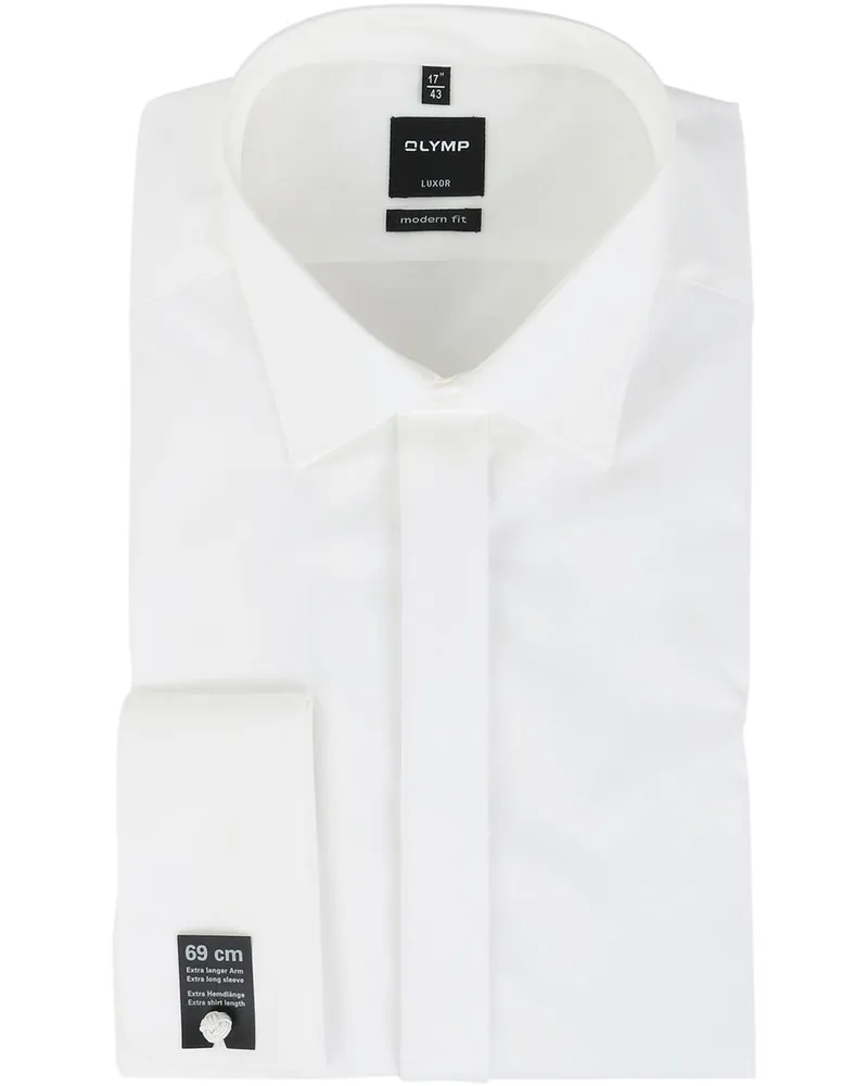 Olymp Luxor Smokinghemd Extra Langer Arm Off-White Hochzeit Wollweiß