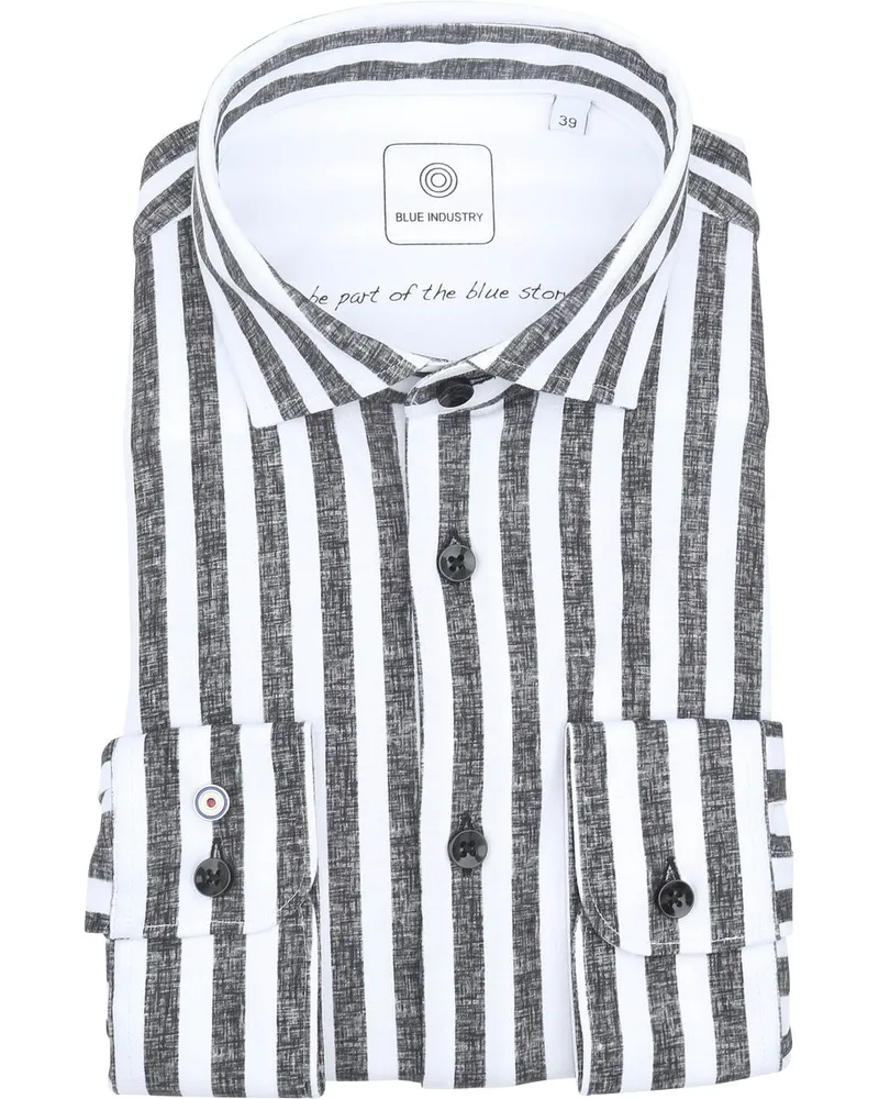 Blue Industry Slim-Fit Hemd Streifen Grau Anthrazit