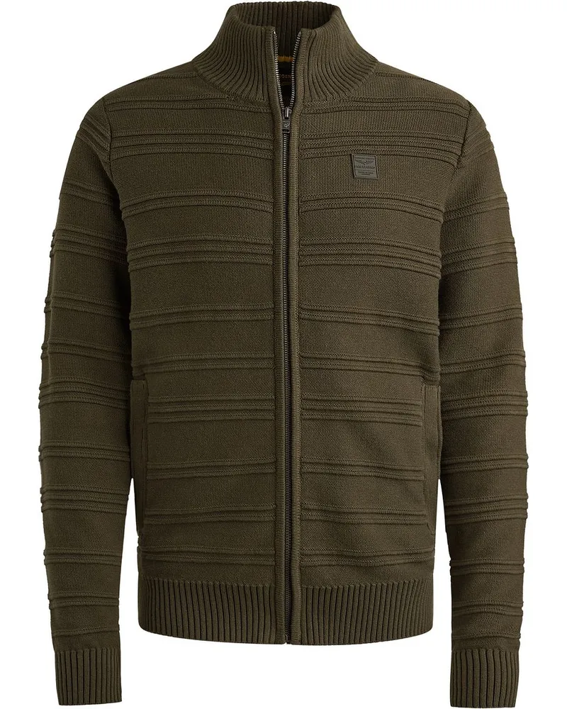 PME Legend Strickjacke Structure Knit Beluga Grün Dunkelgrün