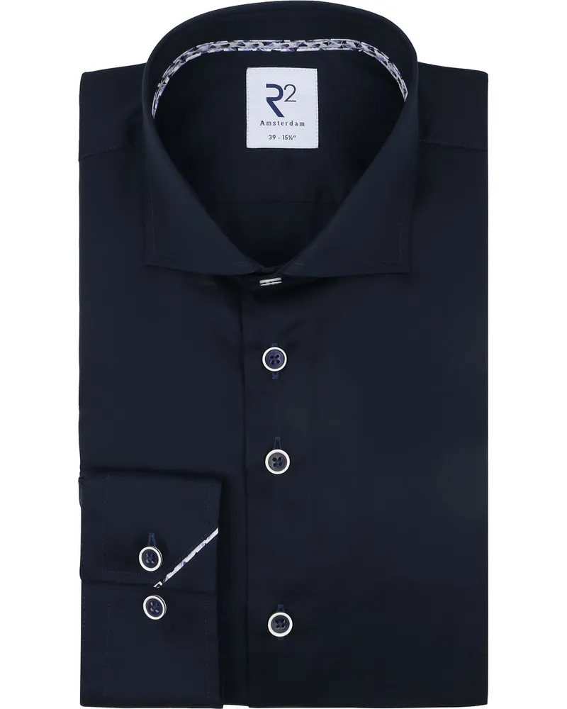 R2 Amsterdam R2 Hemd Twill Navy Dunkelblau