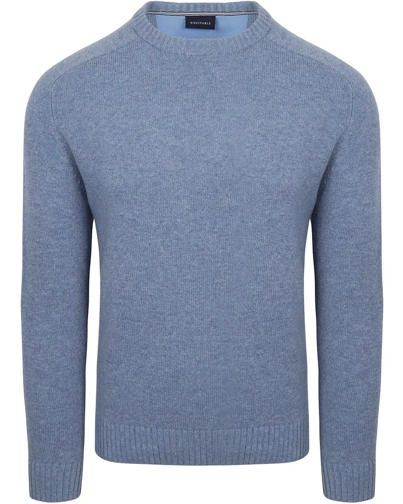 Suitable Lammwolle Pullover Rundhals Hellblau Hellblau