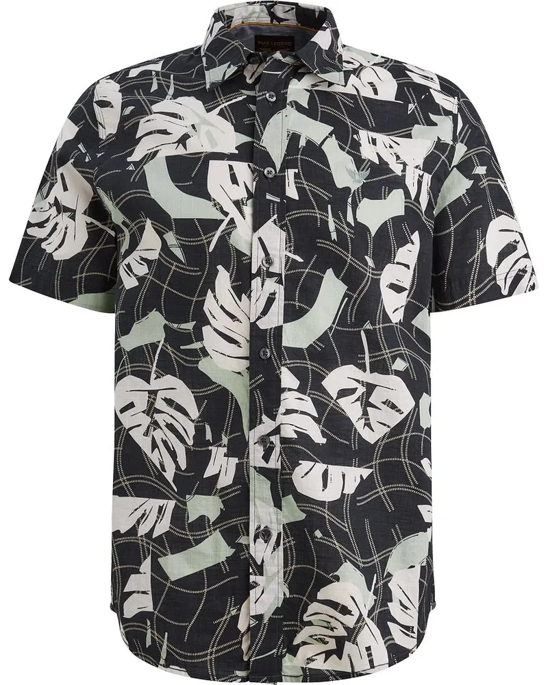 PME Legend Short Sleeve Hemd Druck Carbon Blau
