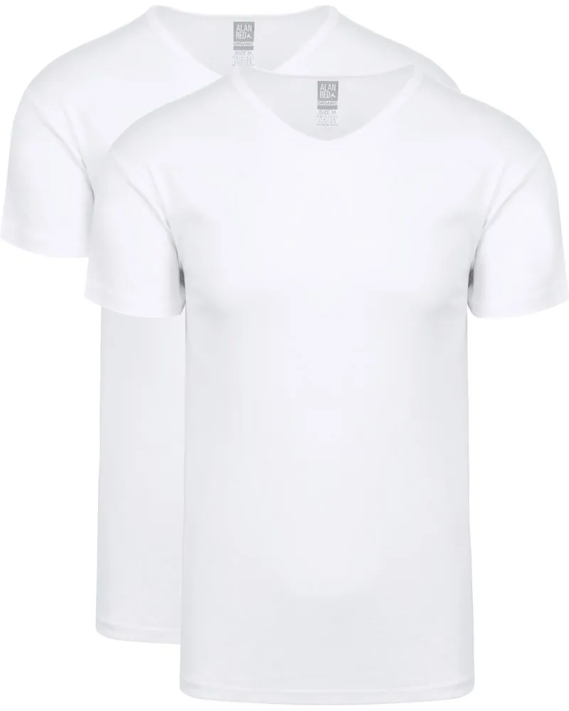 Alan Red Organic T-Shirt V-Ausschnitt Weiß 2er-Pack Weiß