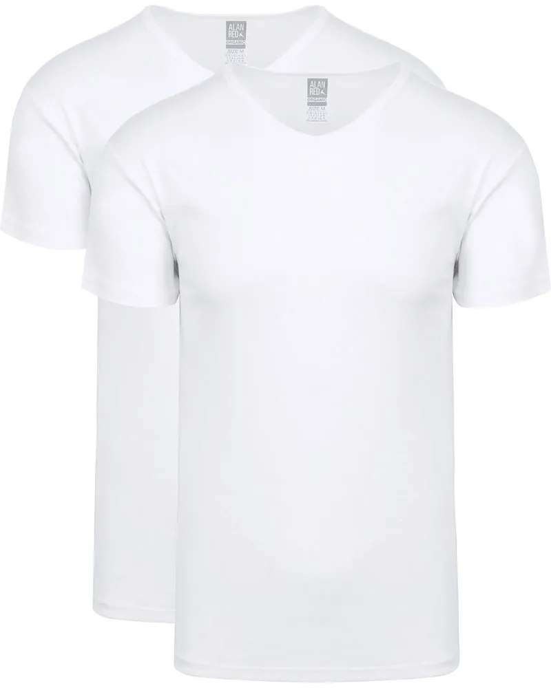 Alan Red Vancouver Organic T-Shirt V-Ausschnitt Weiß 2er-Pack Weiß