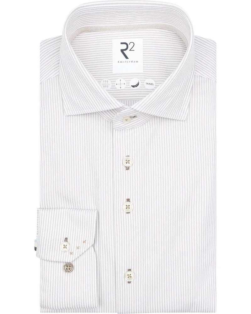 R2 Amsterdam R2 Hemd Knitted Stripes Beige Beige