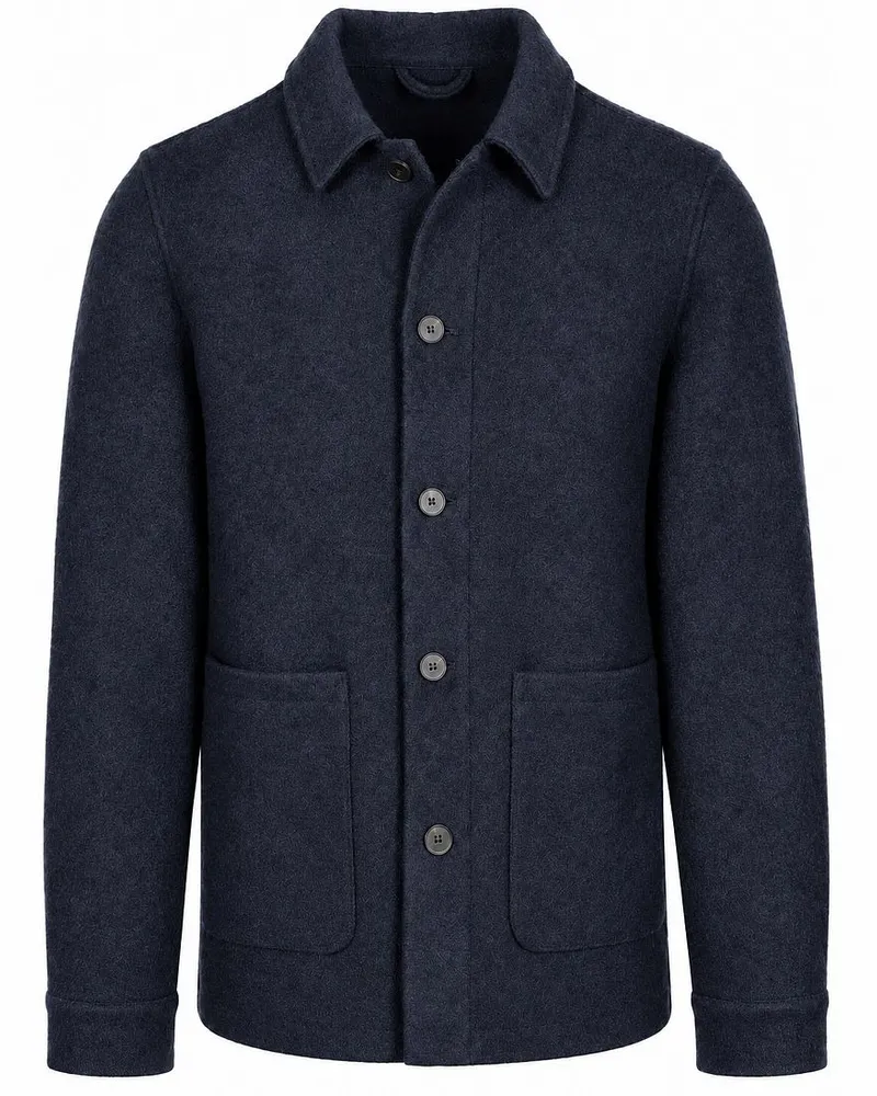 Suitable Hemdjacke Wool Bouclé Navy Dunkelblau
