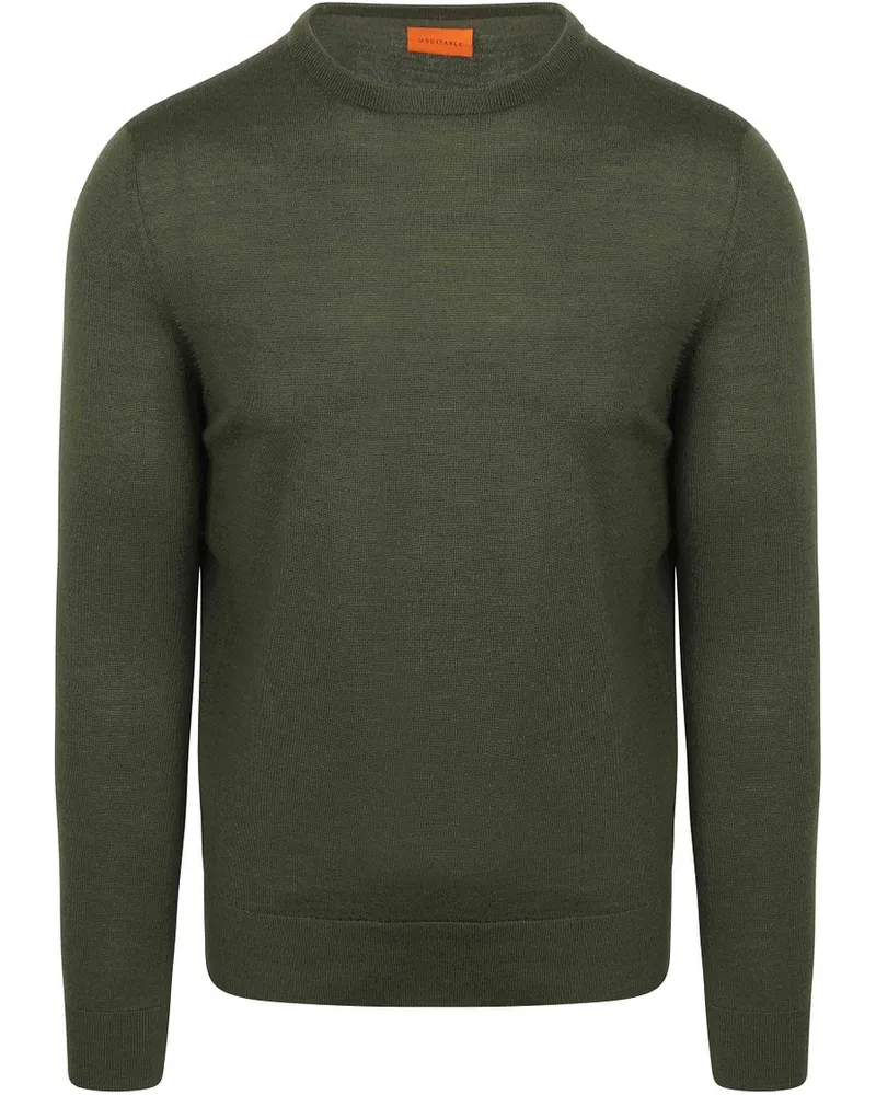 Suitable Merino Rundhals Pullover - Grün Dunkelgrün