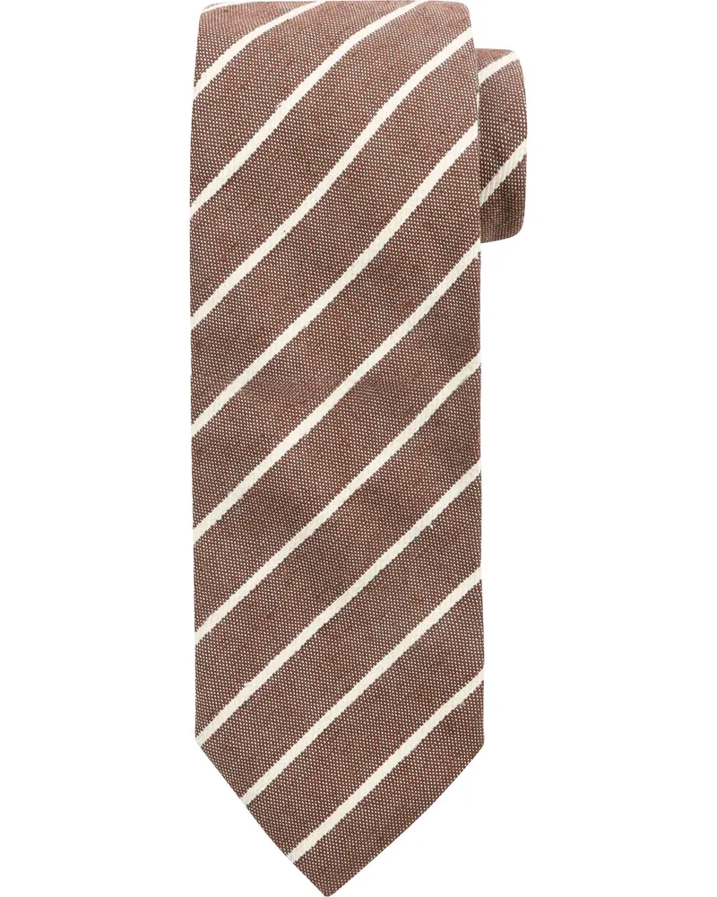 Suitable Krawatte Leinen Streif Braun Braun