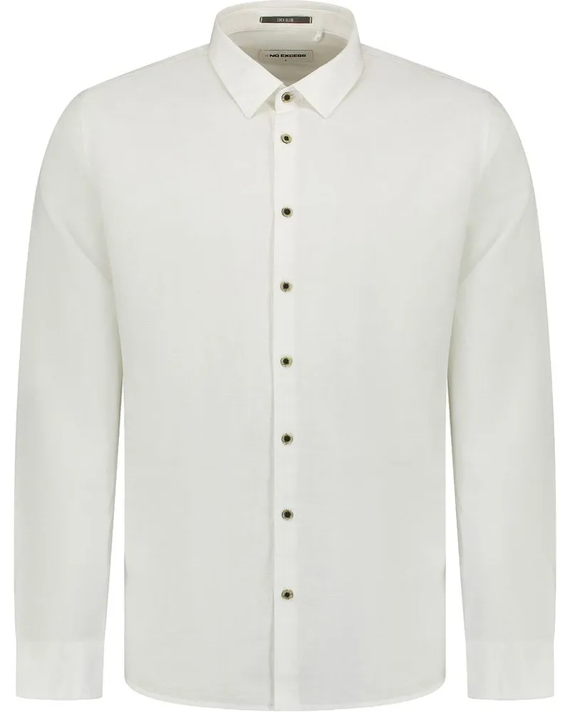No Excess Hemd Leinen Blend Weiß Weiß