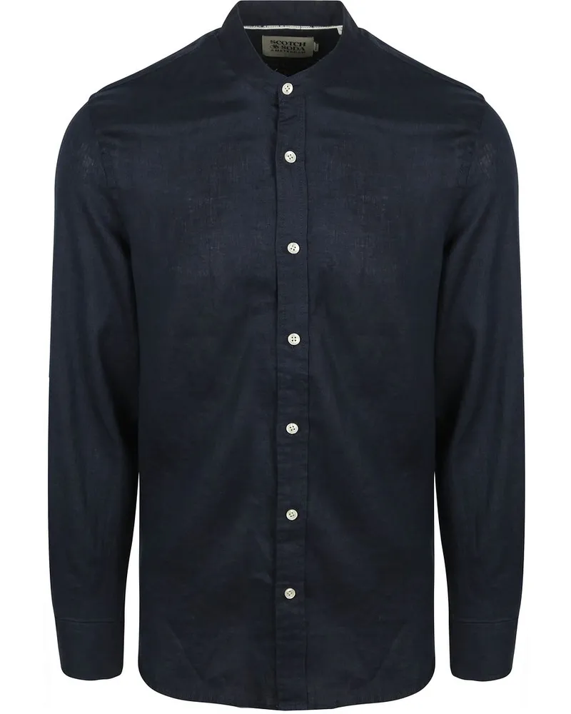 Scotch&Soda Leinen  Mao Hemd Navy Dunkelblau