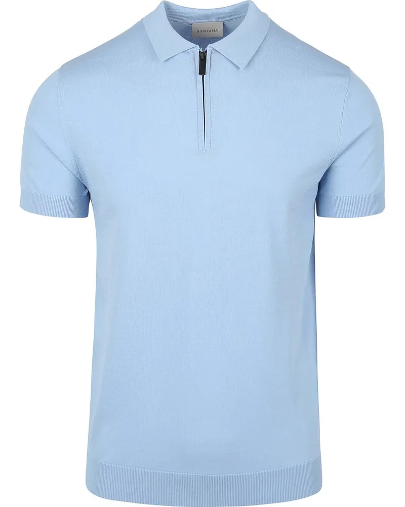 Suitable Knitted Half Zip Poloshirt Hellblau Hellblau