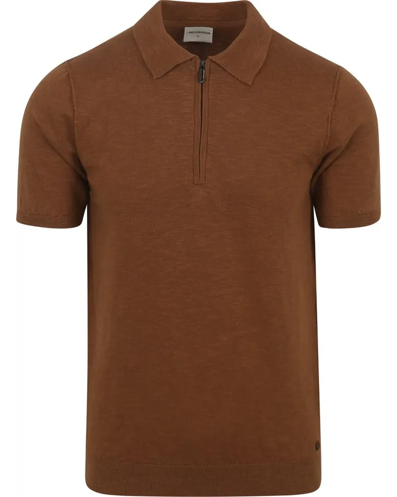 No Excess Knitted Poloshirt Braun Braun