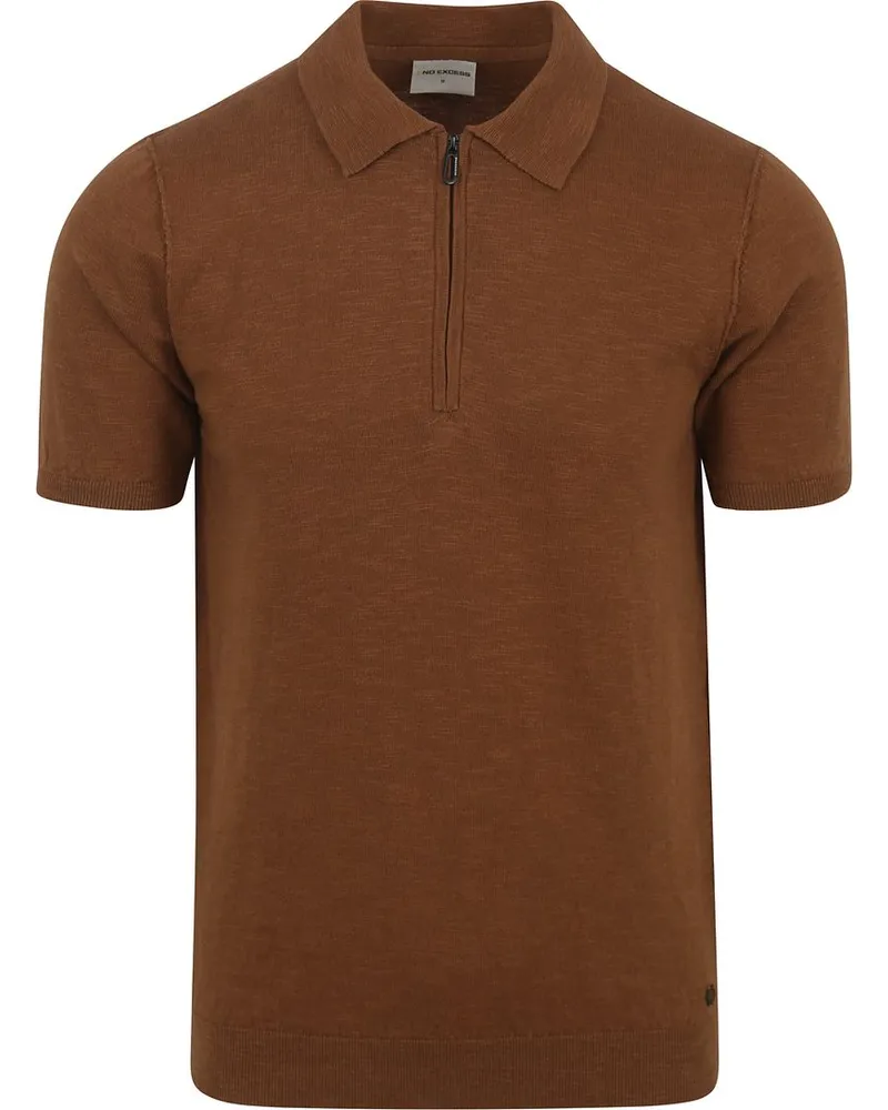 No Excess Knitted Poloshirt Braun Braun