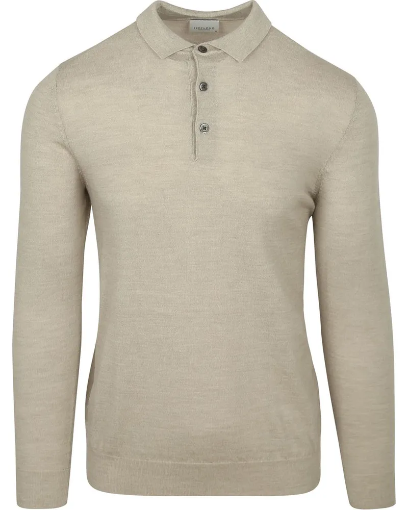 Profuomo Langarm - Longsleeve Poloshirt Merinowolle Beige Beige