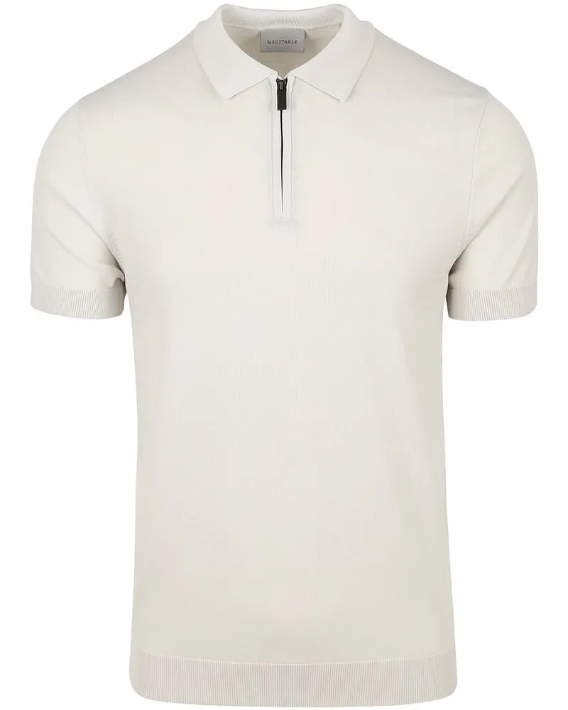 Suitable Knitted Half Zip Poloshirt Beige Beige