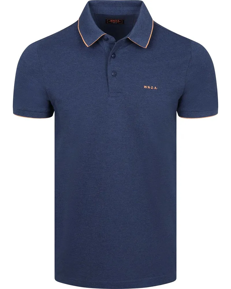 New Zealand Auckland NZA) Polo Henley Piqué Navy Sky Dunkelblau