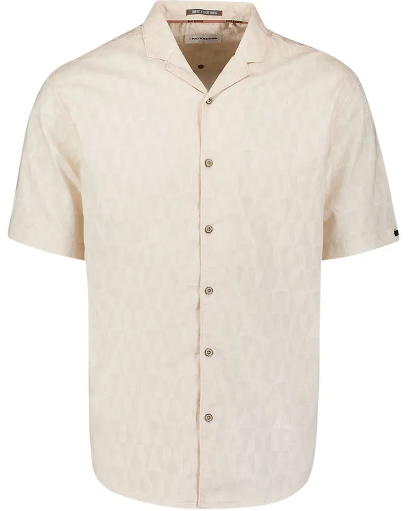 No Excess Kurzarm-Jacquardhemd Ecru Beige