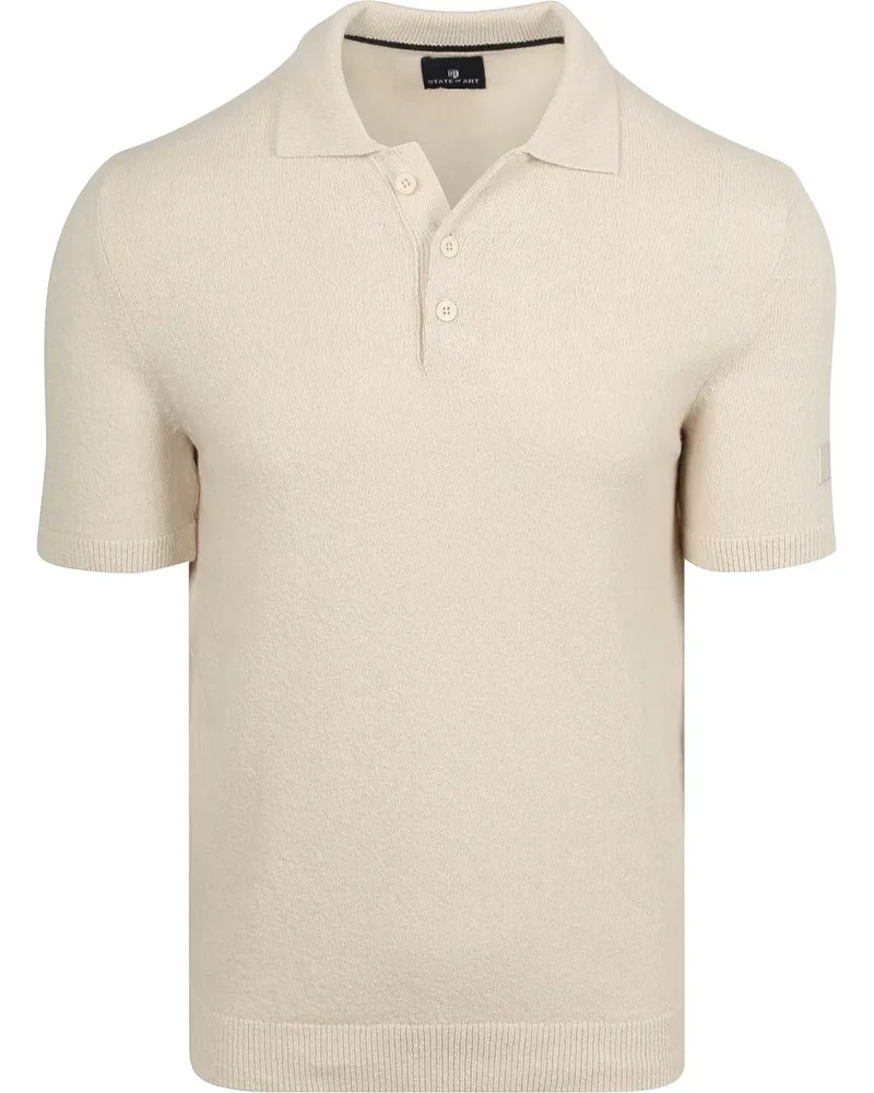 State of Art Strickpolo Bouclé Ecru Wollweiß