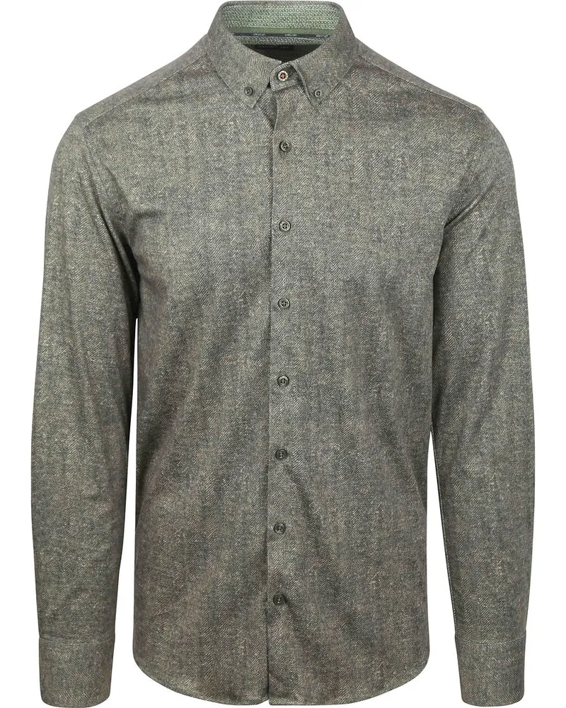 State of Art Hemd Jersey Herringbone Grün Grün