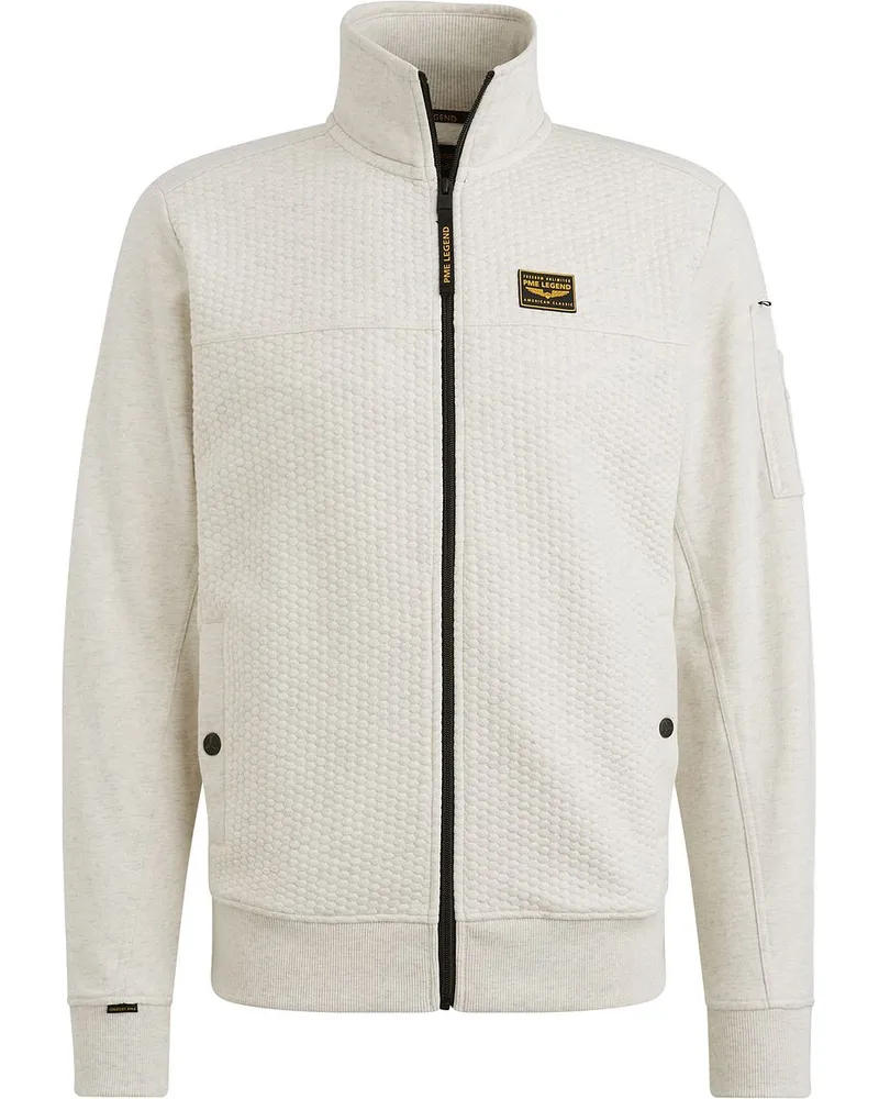 PME Legend Strickjacke Jacquard Interlock Greige Wollweiß